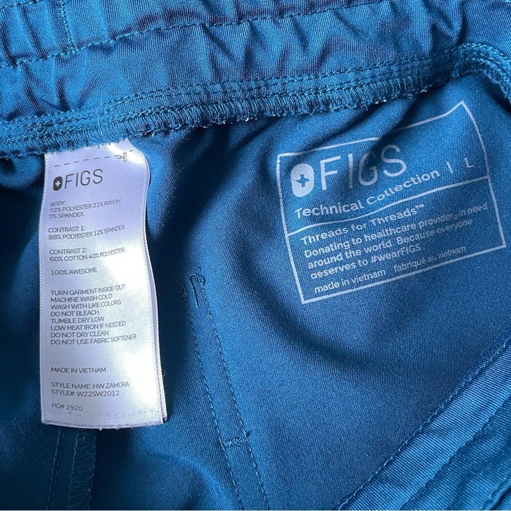 Figs Women's Blue Scrub with Orange Drawstring - Picture 14 of 16